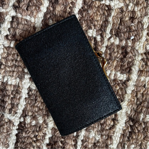 GUCCI GG Vintage Leather Coin Purse Mini Small Interlock Black Wallet - Picture 2 of 10